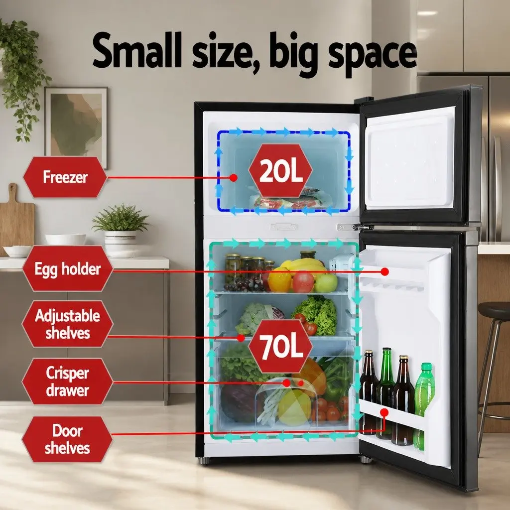 90L Portable Fridge Freezer Upright Bar 12V 24V 240V for Camping Caravan Car Boat