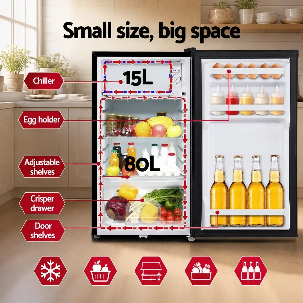 Portable Fridge Freezer 95L Upright Cooler 12V 24V 240V
