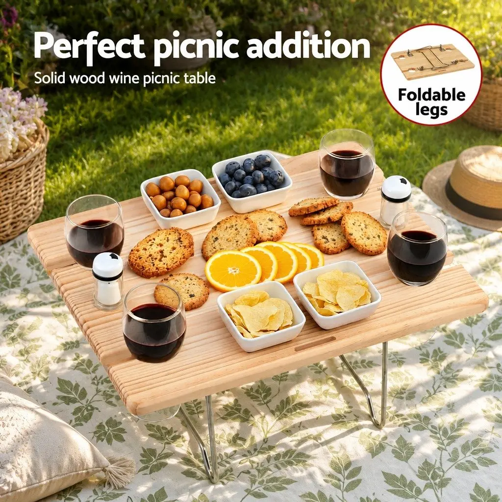 Picnic Basket Set Willow Insulated Cooler Blanket Wine Table Cutlery for 4 Person