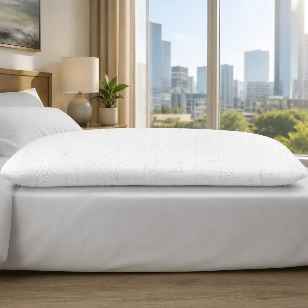 Body Support Pillow Full Length Memory Foam White Bamboo Cover Machine Washable