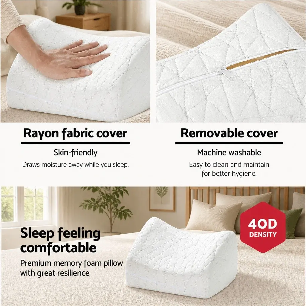 Memory Foam Knee Pillow Leg Support Ergonomic Contoured Design Side Back Sleeper