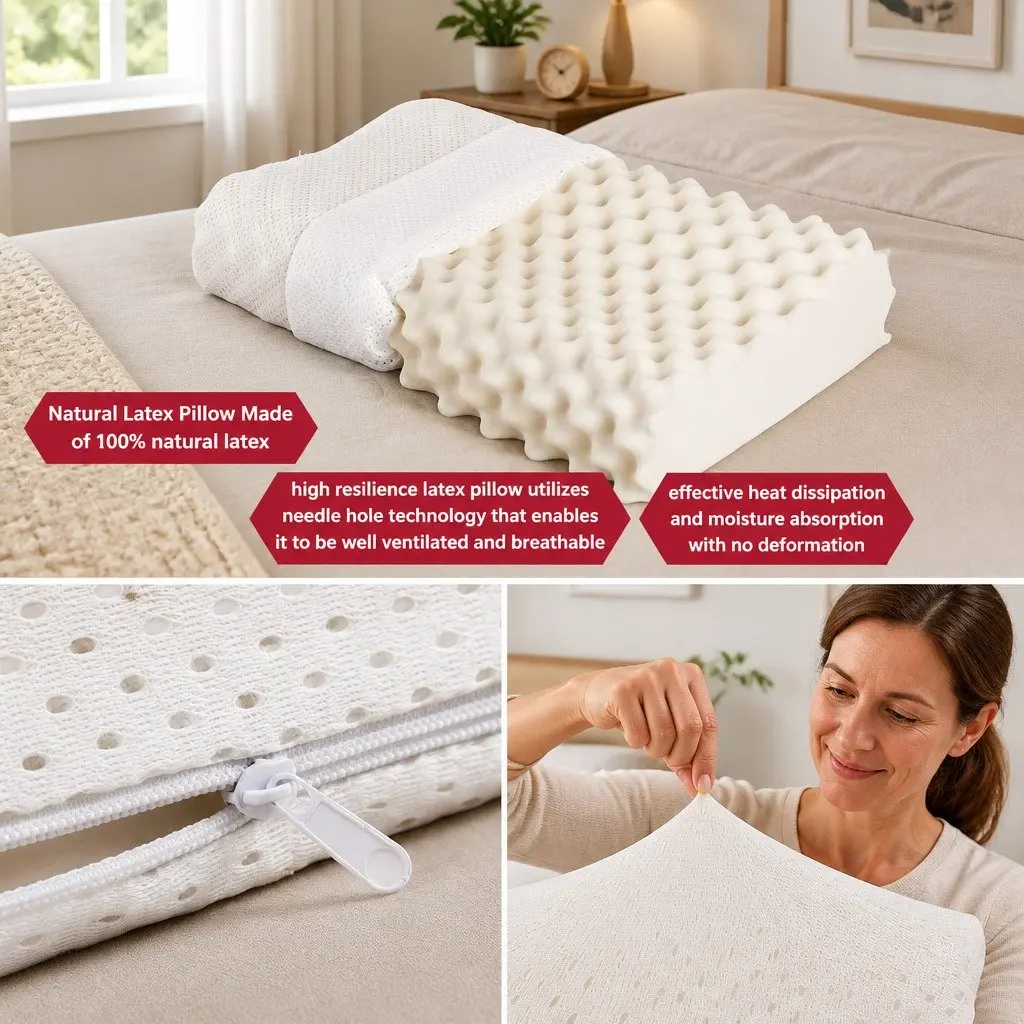 Natural Latex Pillow Twin Pack White Bedding Sleep Support Neck Head Shoulder