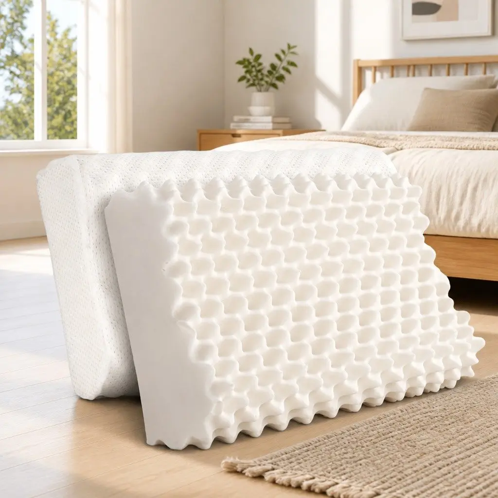 Natural Latex Pillow Twin Pack White Bedding Sleep Support Neck Head Shoulder