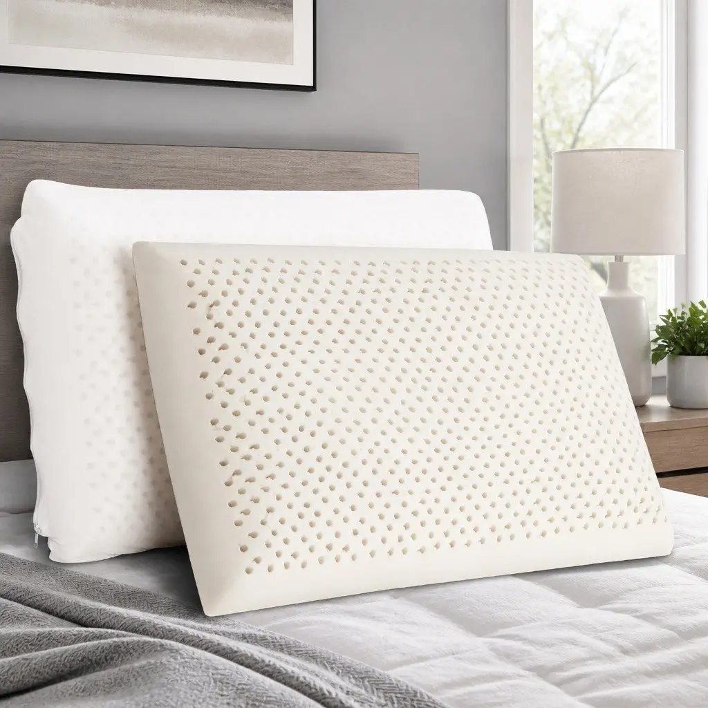 Latex Pillow Natural Support Comfort Twin Pack Size 2 White