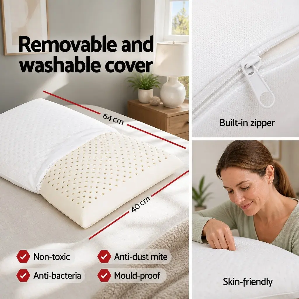 Latex Pillow Natural Support Comfort Twin Pack Size 2 White