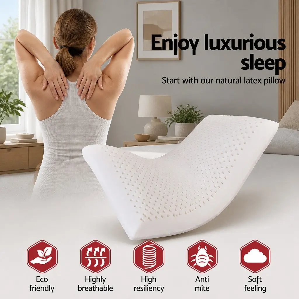 Latex Pillow Natural Support Comfort Twin Pack Size 2 White