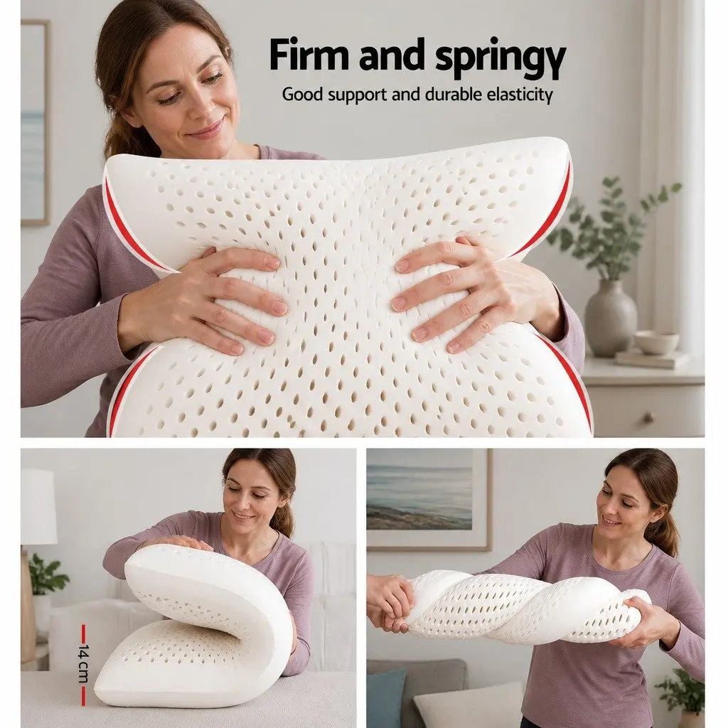Latex Pillow Natural Support Comfort Twin Pack Size 2 White