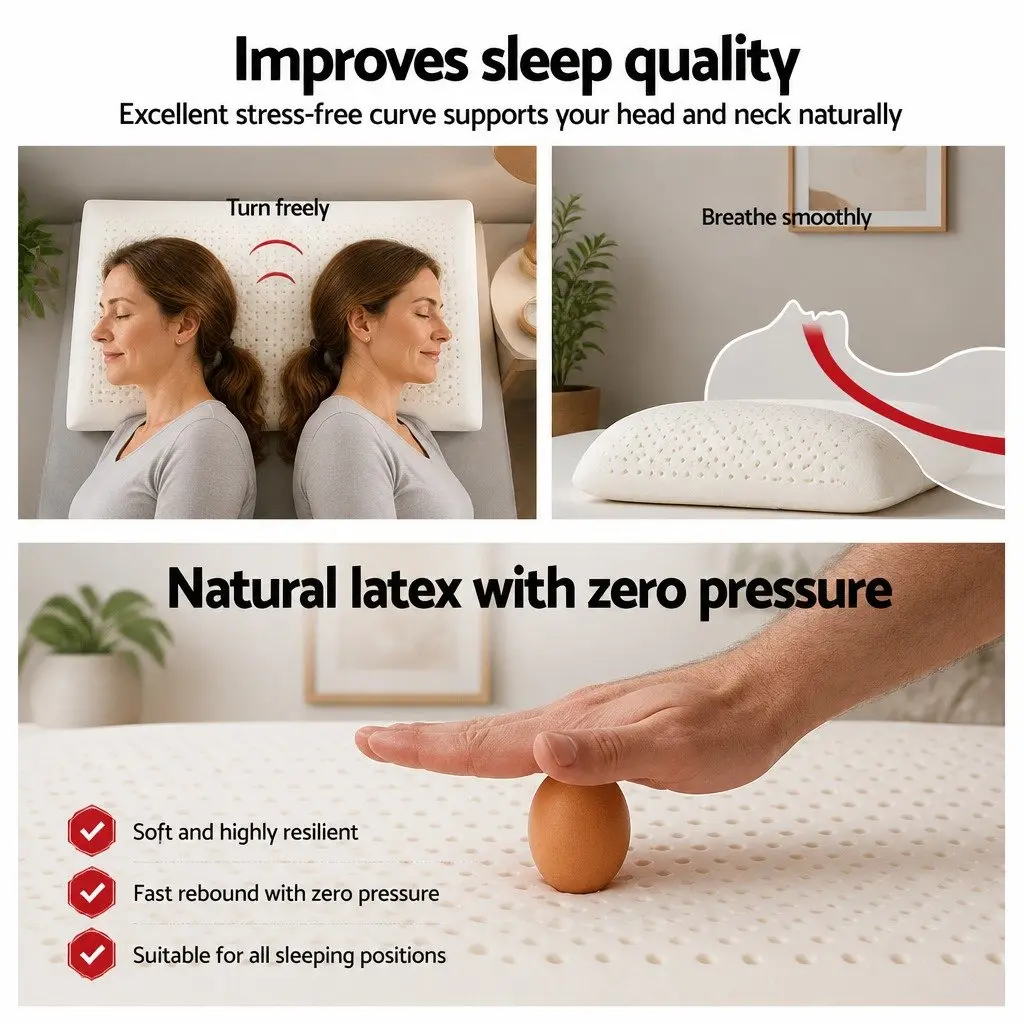 Latex Pillow Natural Support Comfort Twin Pack Size 2 White