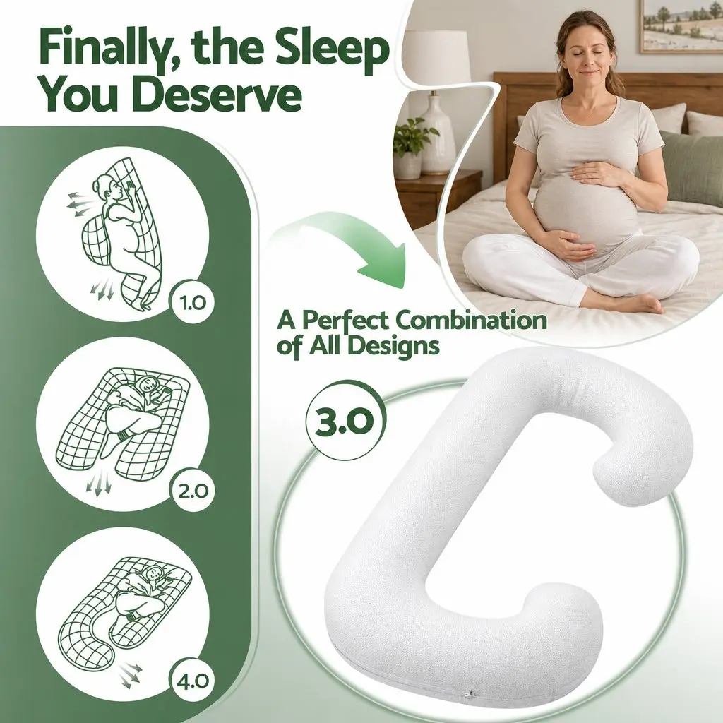 C-Shaped Pregnancy Pillow Body Support Side Sleepers Maternity Pillow Belly