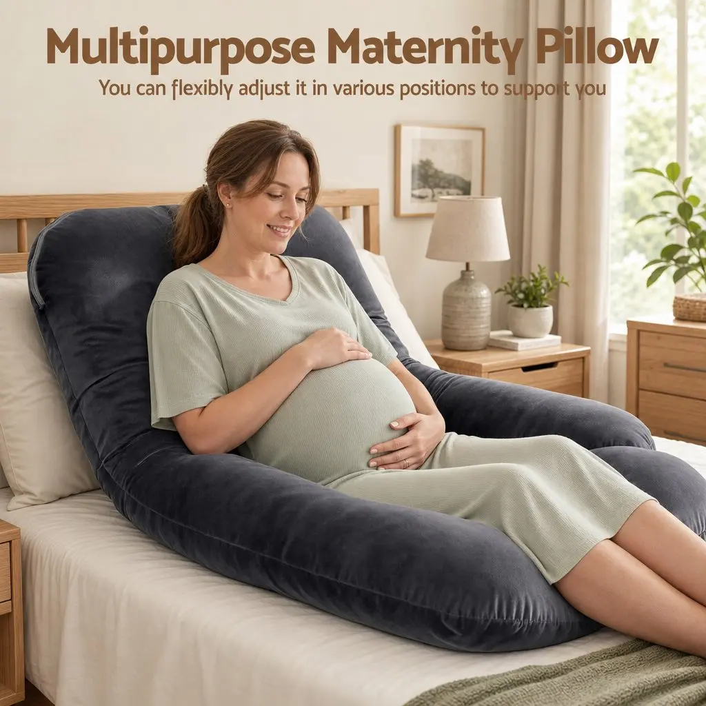G-Shaped Pregnancy Pillow Full Body Maternity Support Cushion 131 x 70 cm Dark Grey