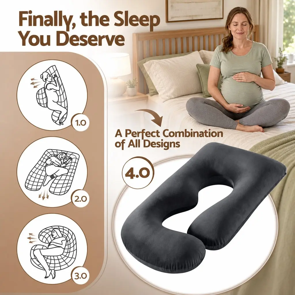 G-Shaped Pregnancy Pillow Full Body Maternity Support Cushion 131 x 70 cm Dark Grey