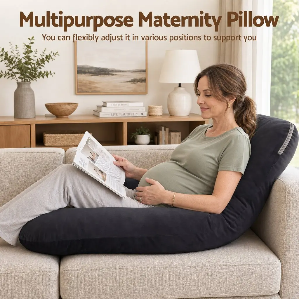 G-Shaped Pregnancy Pillow Full Body Maternity Support Cushion 131 x 70 cm Dark Grey