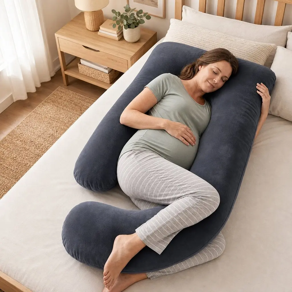 G-Shaped Pregnancy Pillow Full Body Maternity Support Cushion 131 x 70 cm Dark Grey