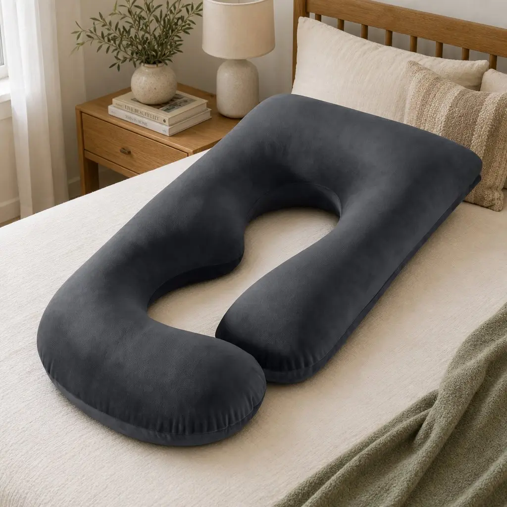 G-Shaped Pregnancy Pillow Full Body Maternity Support Cushion 131 x 70 cm Dark Grey