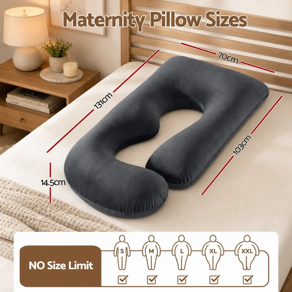 G-Shaped Pregnancy Pillow Full Body Maternity Support Cushion 131 x 70 cm Dark Grey