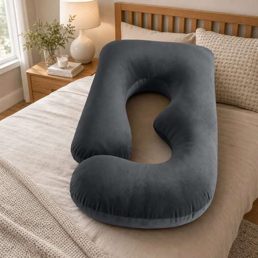 G-Shaped Pregnancy Pillow Full Body Maternity Support Cushion 131 x 70 cm Dark Grey