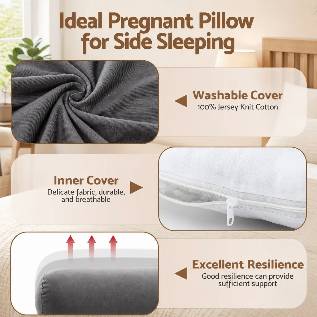 L-Shaped Pregnancy Pillow Side Sleeping Maternity Body Support Head Neck Belly