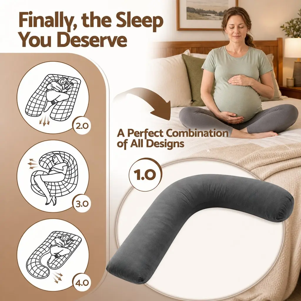 L-Shaped Pregnancy Pillow Side Sleeping Maternity Body Support Head Neck Belly