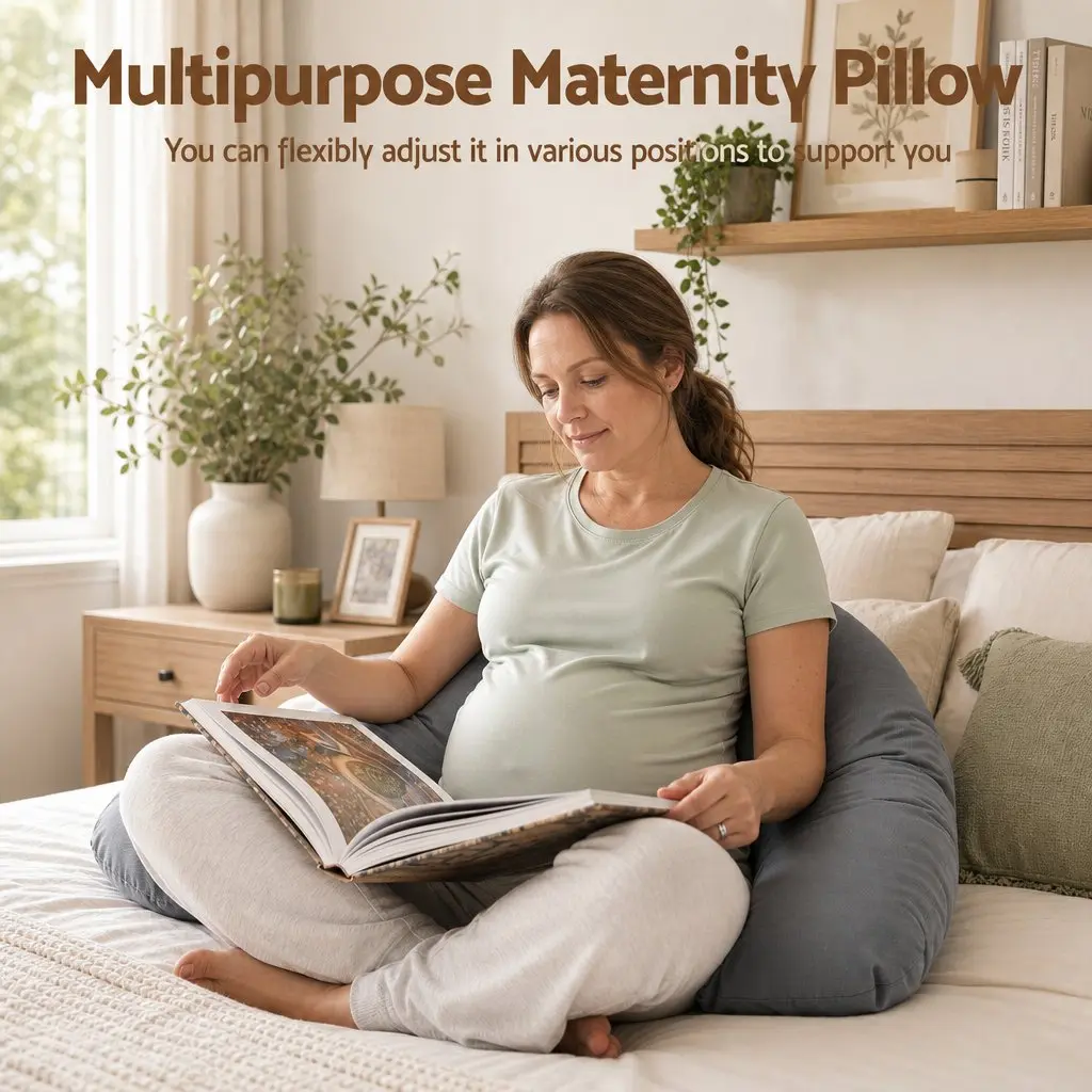 L-Shaped Pregnancy Pillow Side Sleeping Maternity Body Support Head Neck Belly