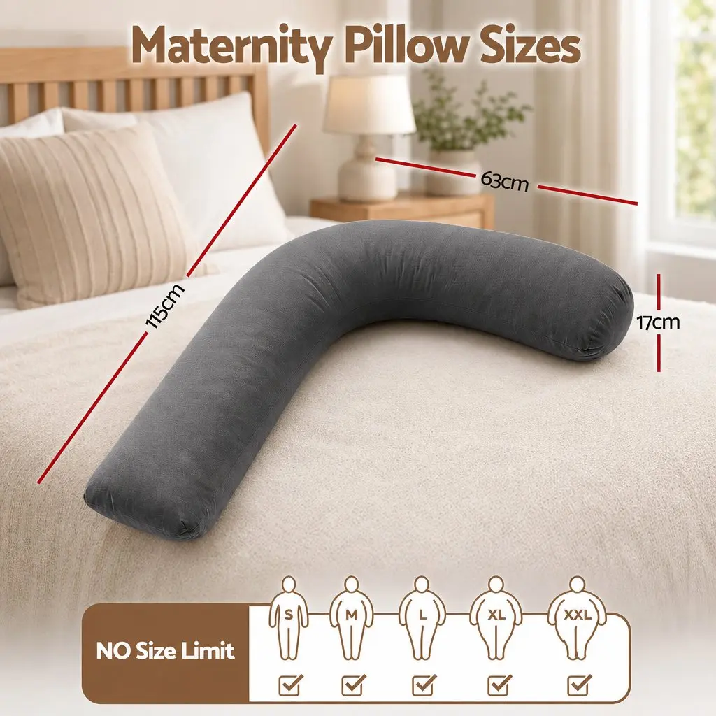 L-Shaped Pregnancy Pillow Side Sleeping Maternity Body Support Head Neck Belly
