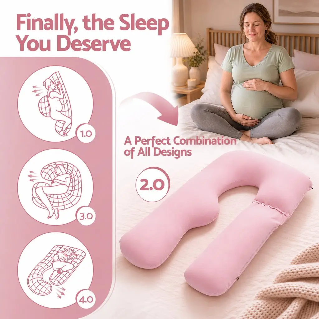 U Shaped Full Body Pregnancy Pillow Cotton Jersey Cover 73 x 133 cm