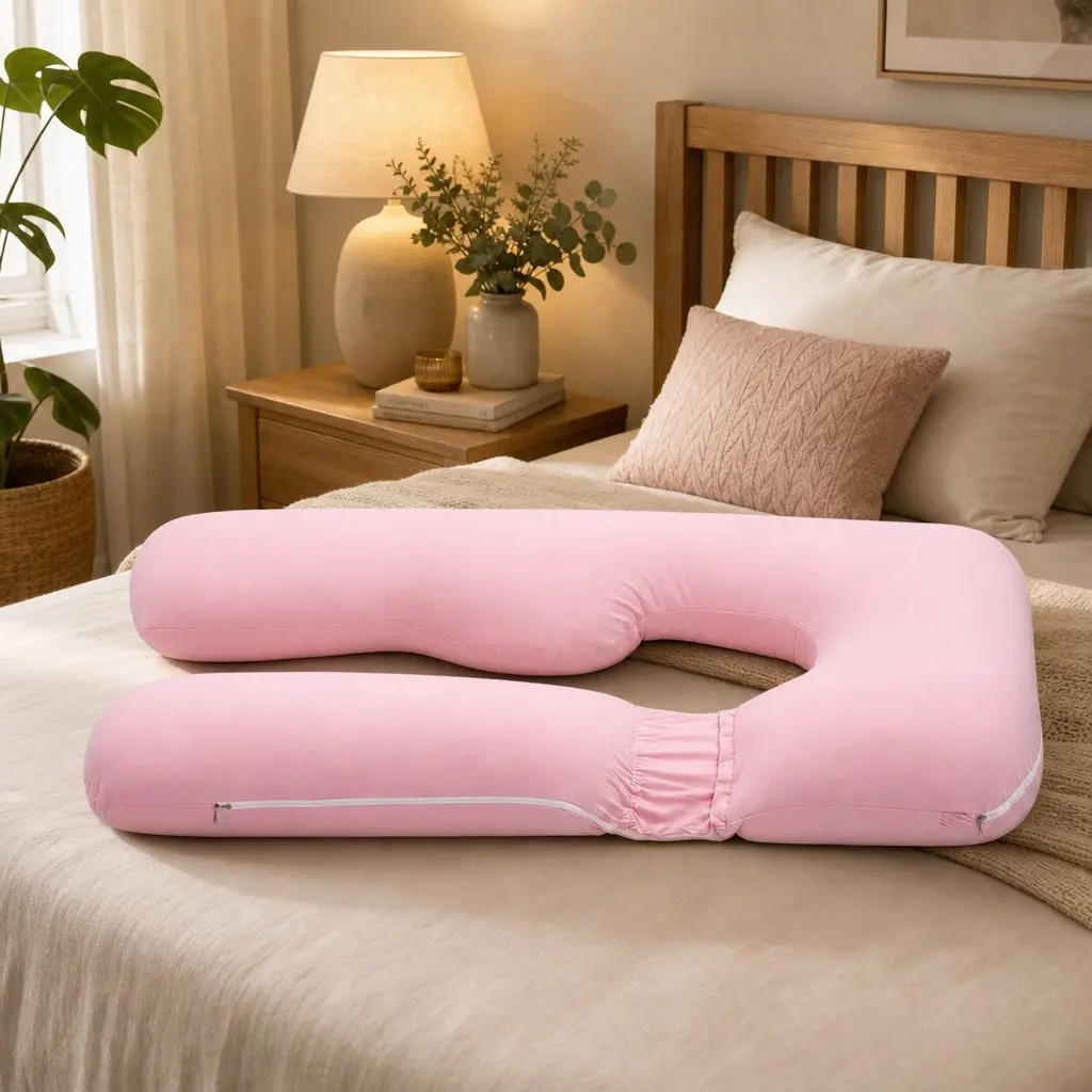 U Shaped Full Body Pregnancy Pillow Cotton Jersey Cover 73 x 133 cm
