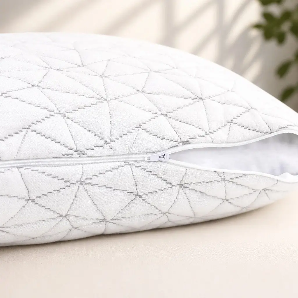 Memory Foam Pillow Gel-Infused Shredded Foam King Size Twin Pack White