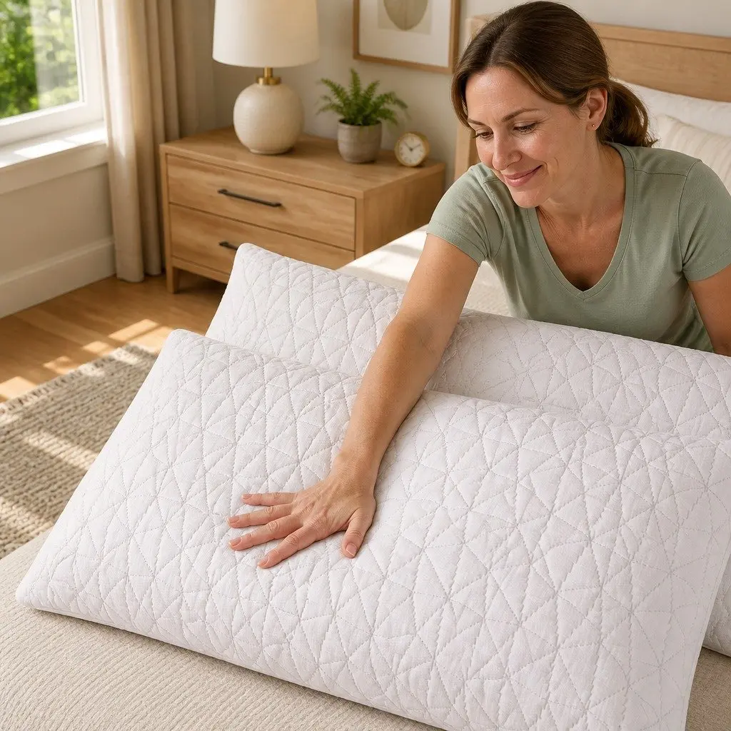 Memory Foam Pillow Gel-Infused Shredded Foam King Size Twin Pack White
