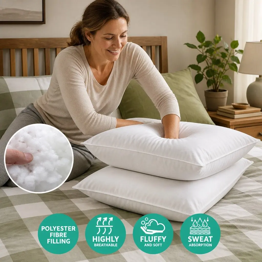 4 Pack Pillows King Size Medium Firm 50x90cm White
