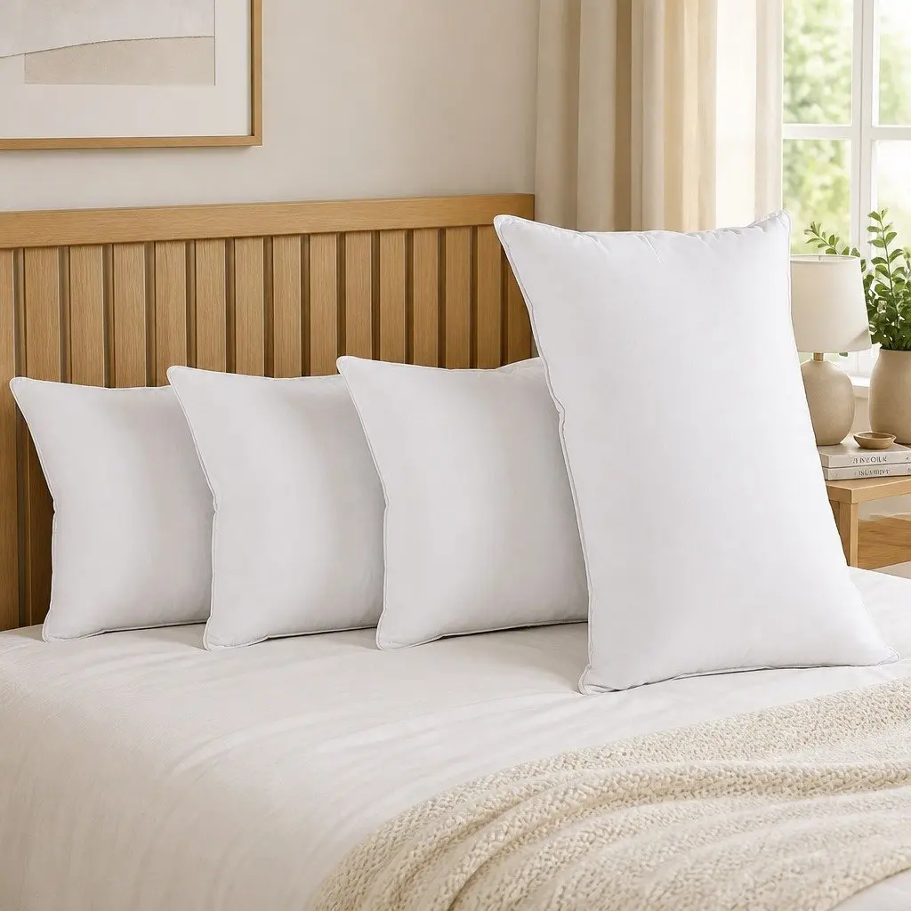 4 Pack Pillows King Size Medium Firm 50x90cm White