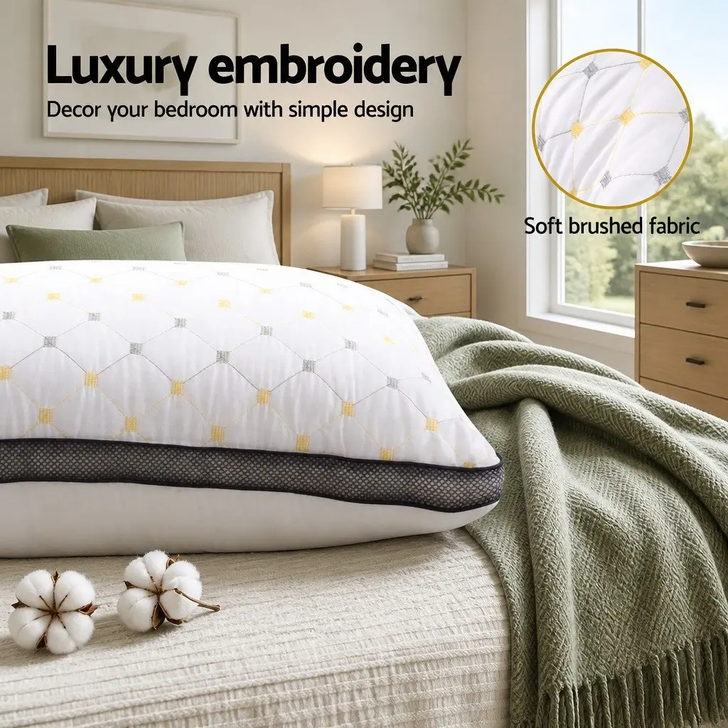 Microfibre Pillow 2 Pack White Soft Filling Bedroom Comfort Support All Sleep