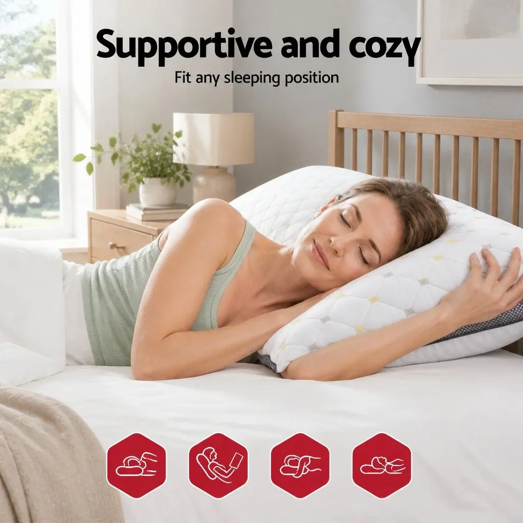 Microfibre Pillow 2 Pack White Soft Filling Bedroom Comfort Support All Sleep