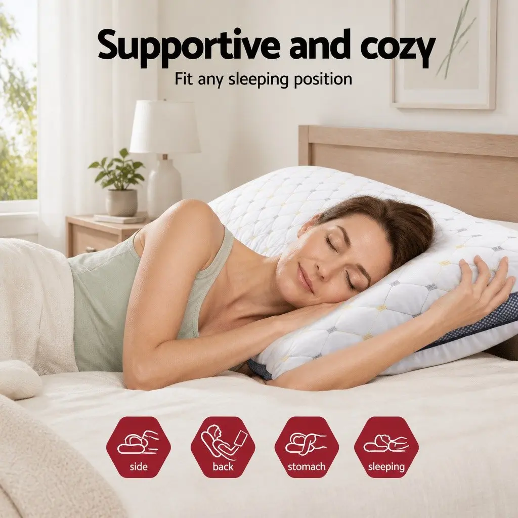 Microfibre Pillow White Soft Bedding Sleep Support Embroidery Design 70x45cm