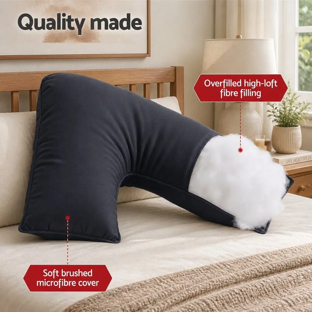 V-Shape Body Pillow Boomerang Nursing Pregnancy Support Cushion Grey