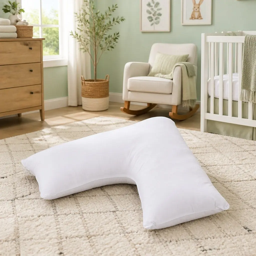 V Shape Body Pillow Boomerang Nursing Cushion Side Sleeper Support White