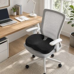 Memory Foam Seat Cushion Ergonomic Chair Pad Back Support Pressure Relief Black
