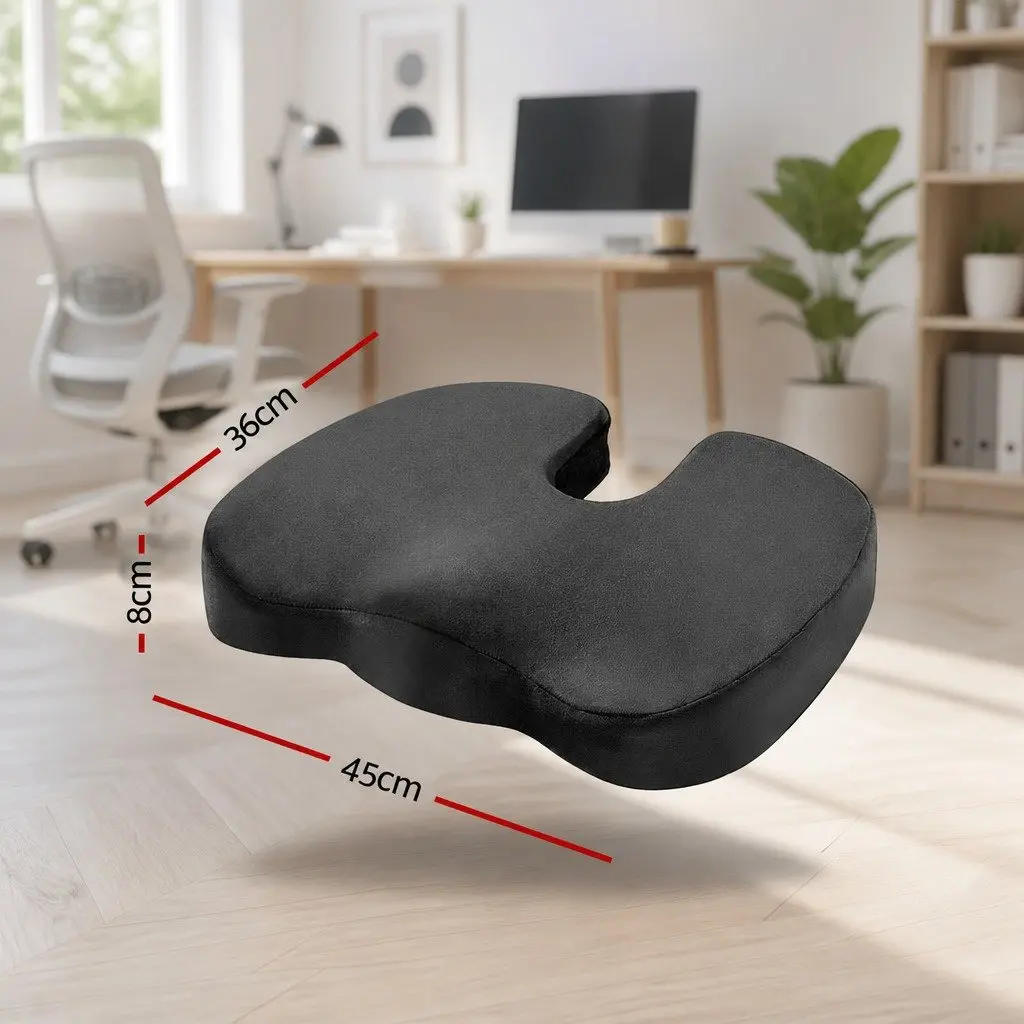 Memory Foam Seat Cushion Ergonomic Chair Pad Back Support Pressure Relief Black