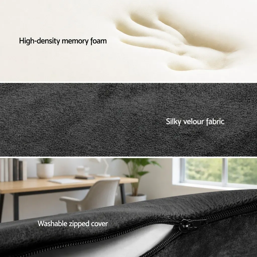 Memory Foam Seat Cushion Ergonomic Chair Pad Back Support Pressure Relief Black