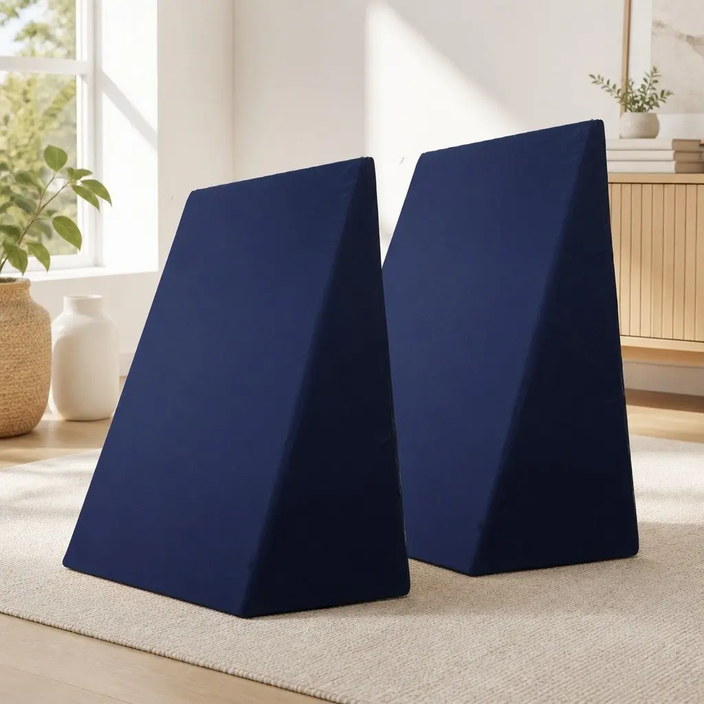 Wedge Pillow Blue Twin Pack Memory Foam Bed Support Elevation Cushion