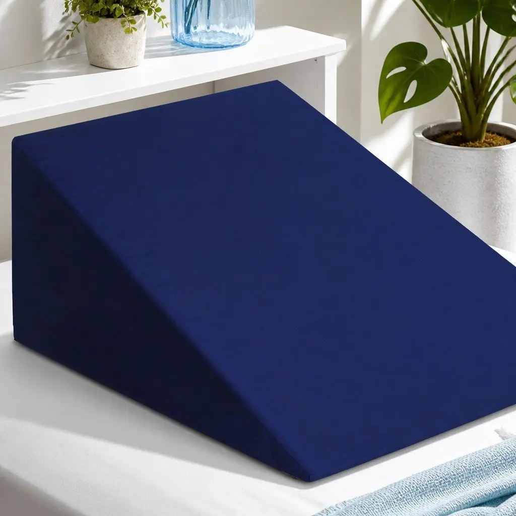 Wedge Pillow Memory Foam Blue Twin Pack Bed Support Elevation Cushion 62 x 64 x 30 cm
