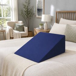 Bed Wedge Support Pillow Blue Removable Waterproof Cover Memory Foam Elevation