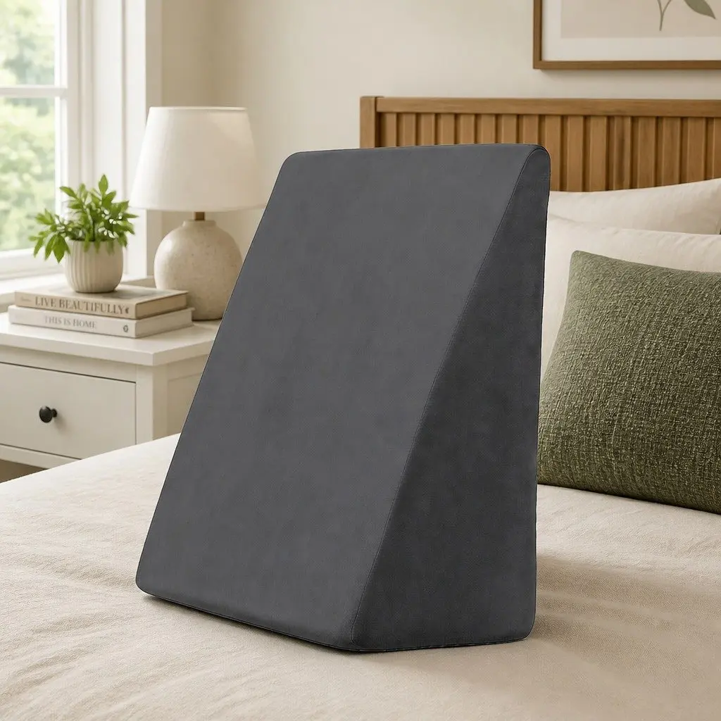 Wedge Pillow Ergonomic Grey Cooling Gel Memory Foam 62 x 30 x 62 cm