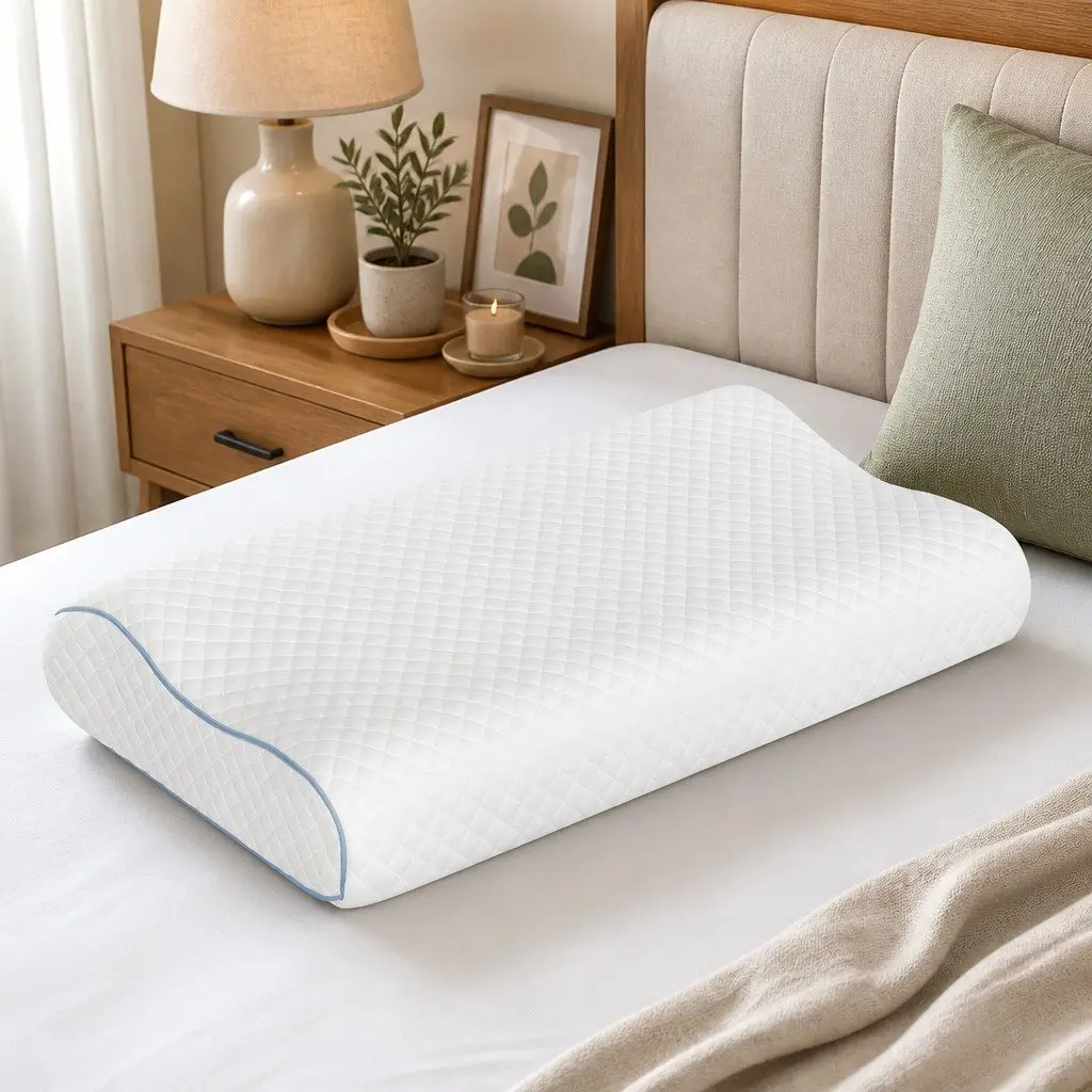 Ergonomic Memory Foam Pillow Pair Bamboo Charcoal Support 60cm x 35cm