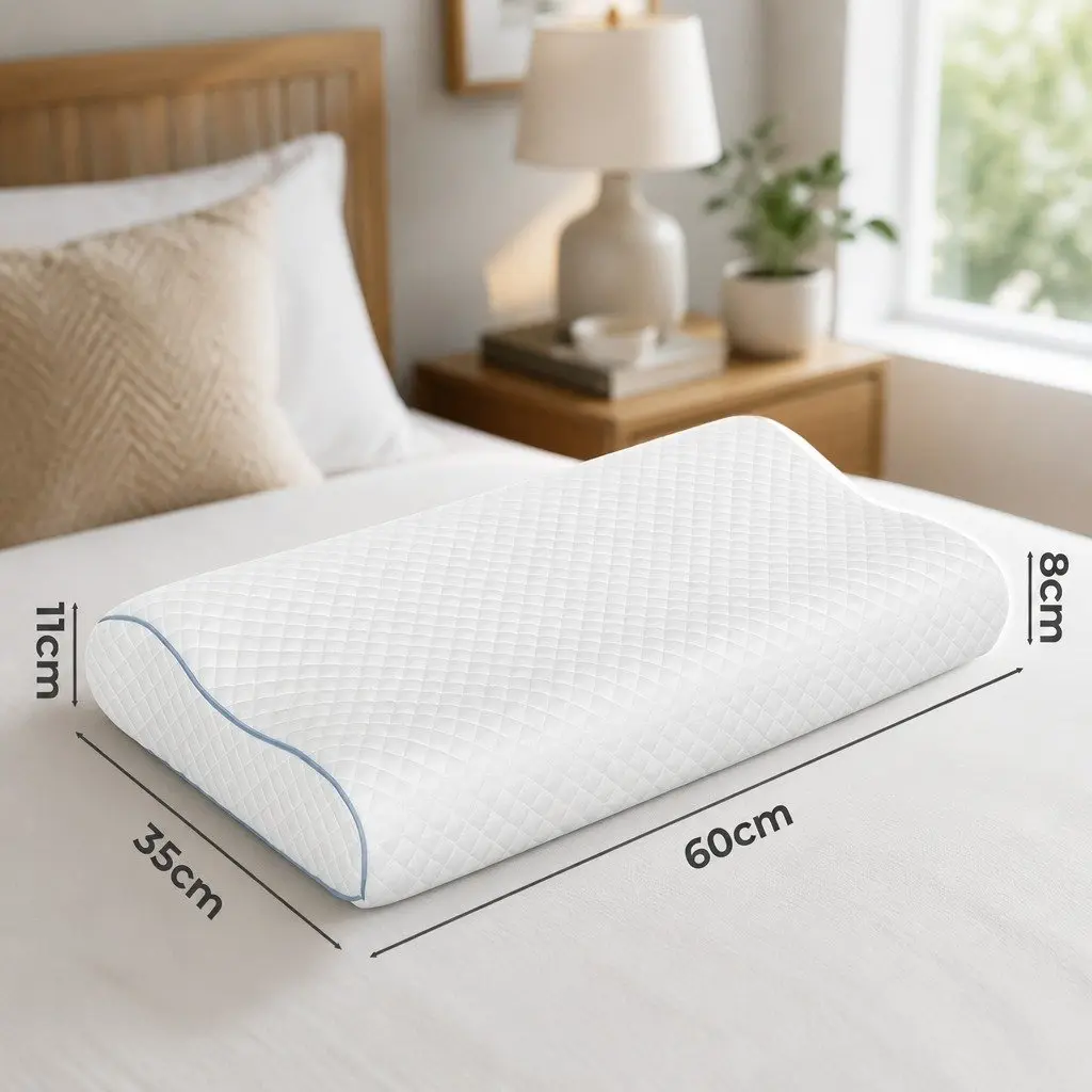 Ergonomic Memory Foam Pillow Pair Bamboo Charcoal Support 60cm x 35cm