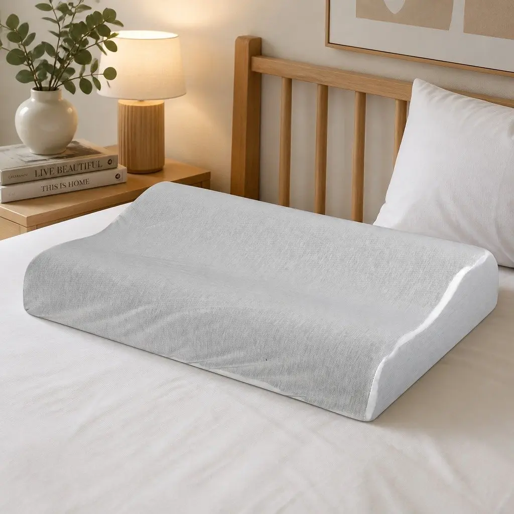 Ergonomic Memory Foam Pillow Pair Bamboo Charcoal Support 60cm x 35cm