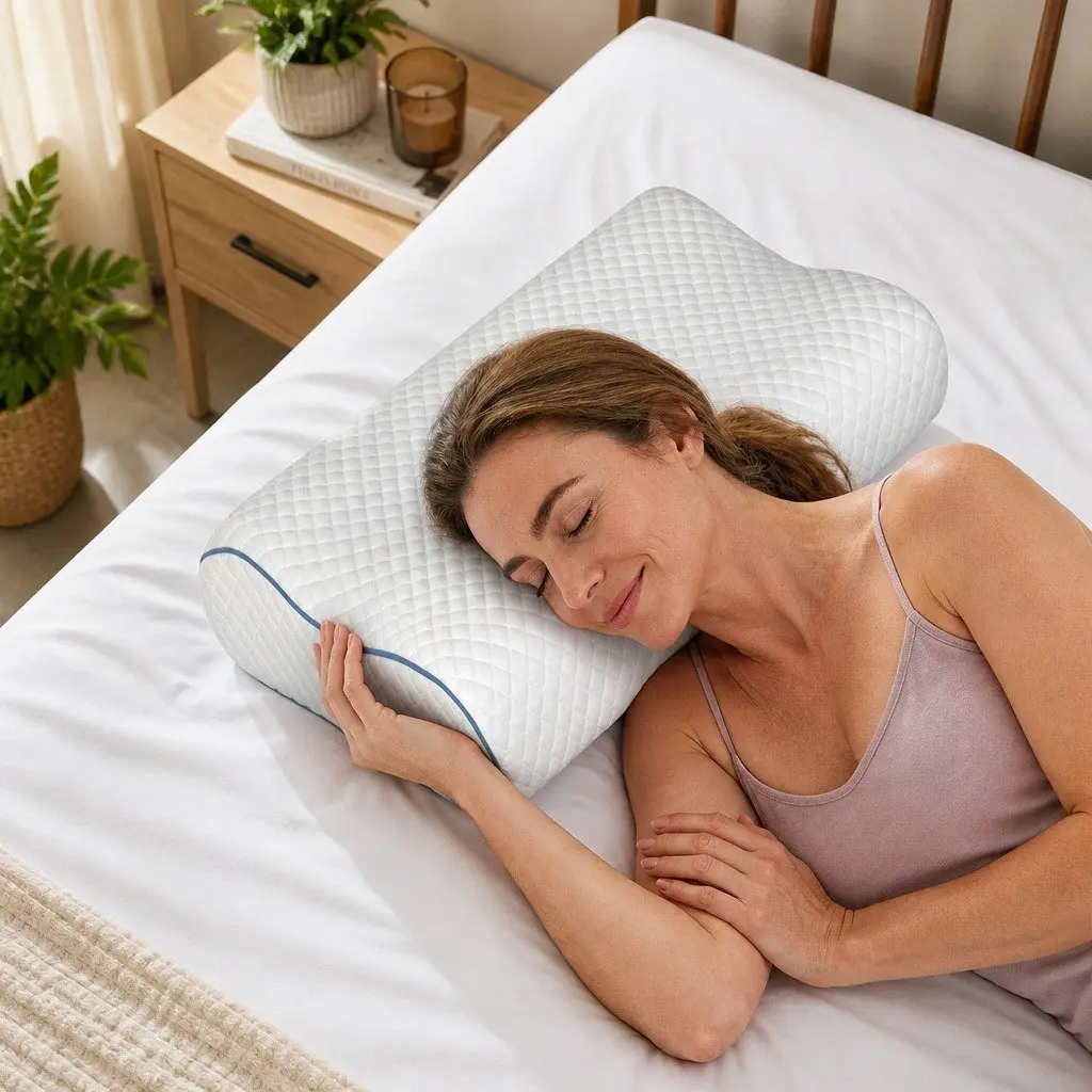 Ergonomic Memory Foam Pillow Pair Bamboo Charcoal Support 60cm x 35cm