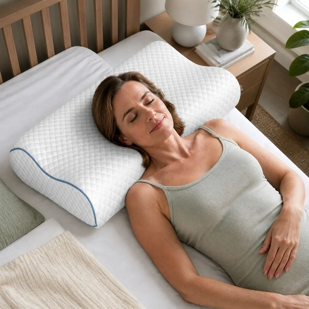 Ergonomic Memory Foam Pillow Pair Bamboo Charcoal Support 60cm x 35cm