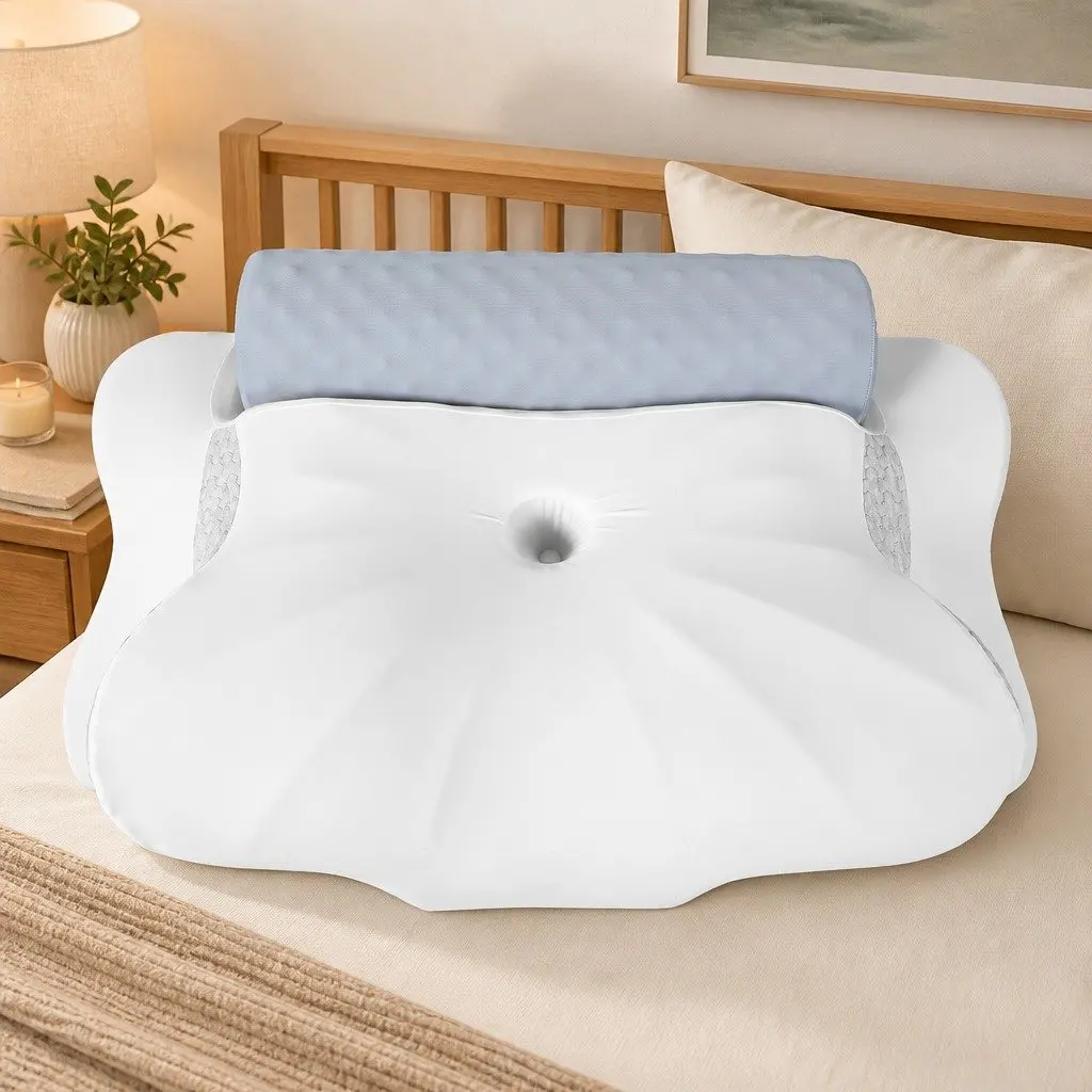 Cervical Memory Foam Neck Pillow Cooling Gel Dual-Sided Ergonomic Contour 63cm x 43cm x 13cm
