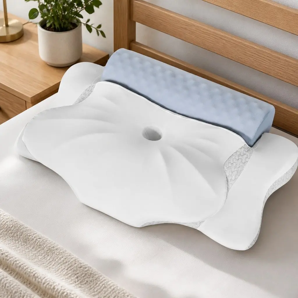 Cervical Memory Foam Neck Pillow Cooling Gel Dual-Sided Ergonomic Contour 63cm x 43cm x 13cm