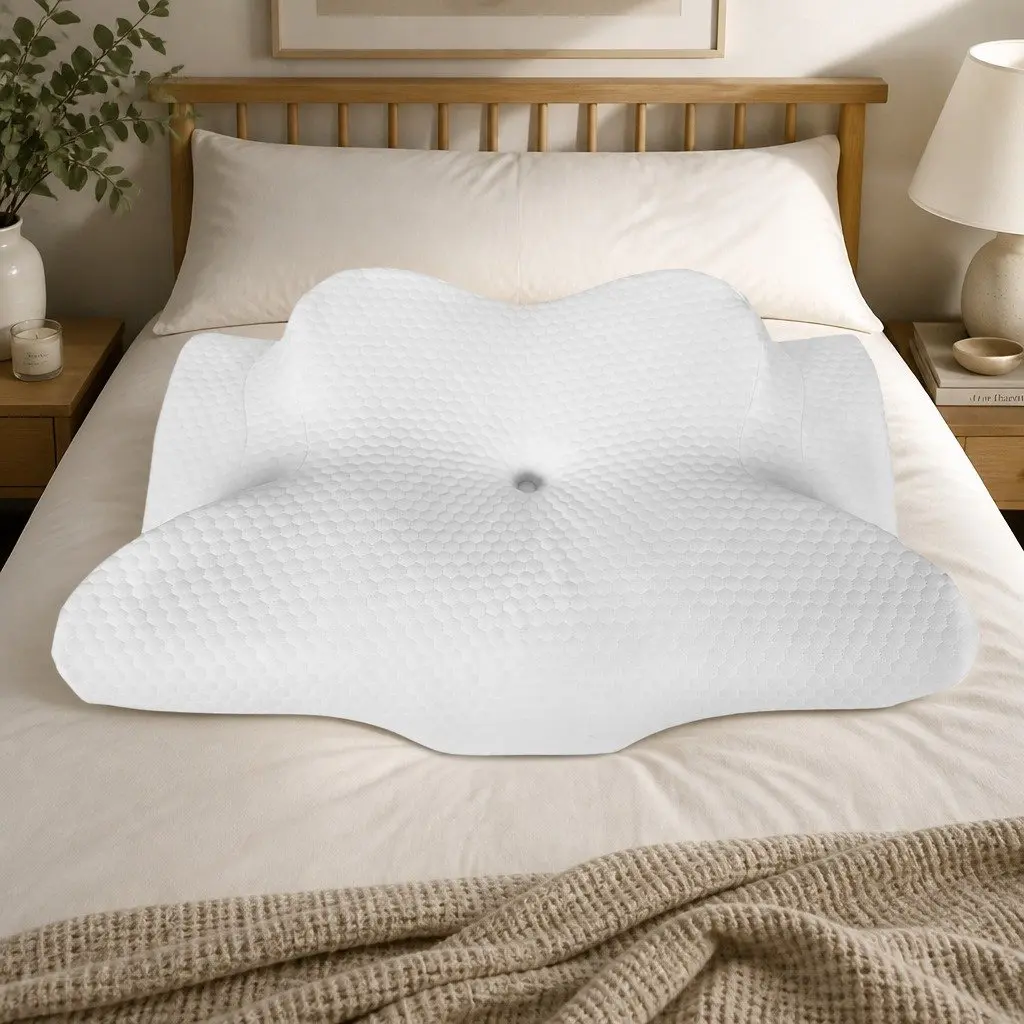 Cervical Neck Pillow Ergonomic Support Contoured Cooling Memory Foam Sleep
